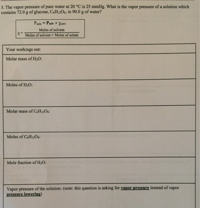 Solved The Vapor Pressure Of Pure Water At 20 Degree C Is 25 Chegg