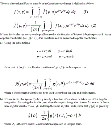 Solved The two dimensional Fourier transform in Cartesian | Chegg.com