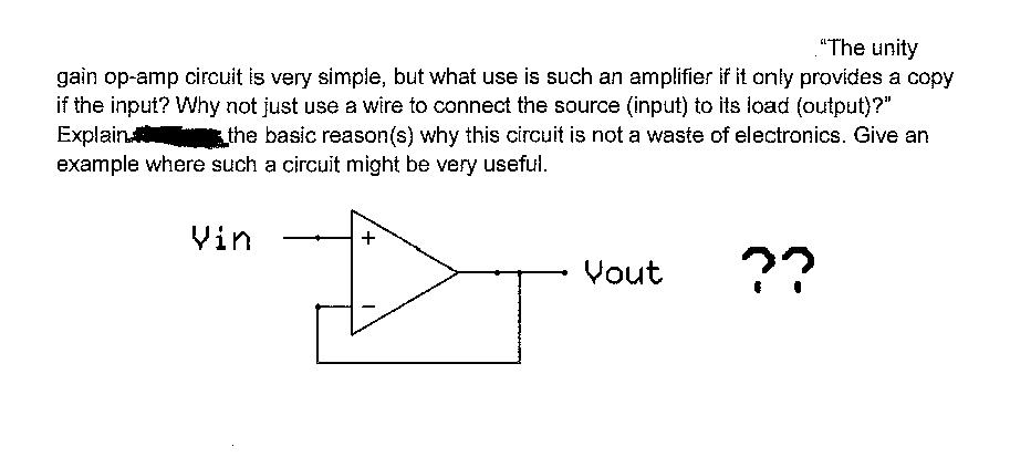 Solved The unity gain op-amp circuit is very simple, but | Chegg.com