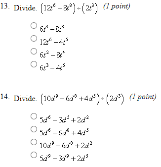 evaluate 8 t to the power of 3 6 when t 2