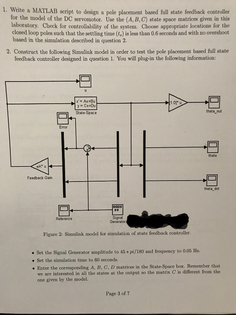 Solved State Feedback Controller for Position Control of a