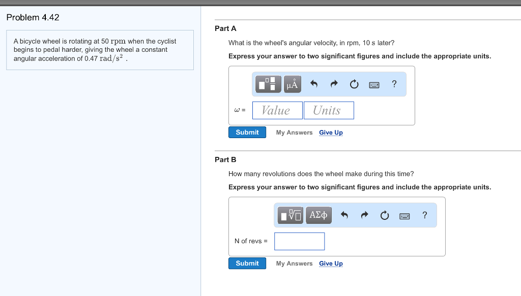 Solved Problem 4.42 Part A A bicycle wheel is rotating at 50