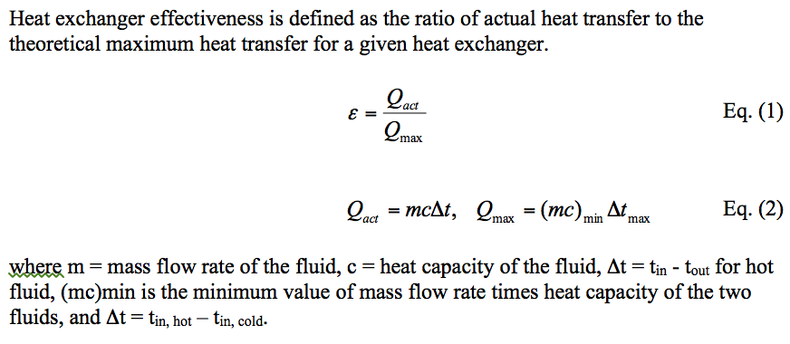 Solved Heat Exchanger Effectiveness Is Defined As The Ratio | Chegg.com