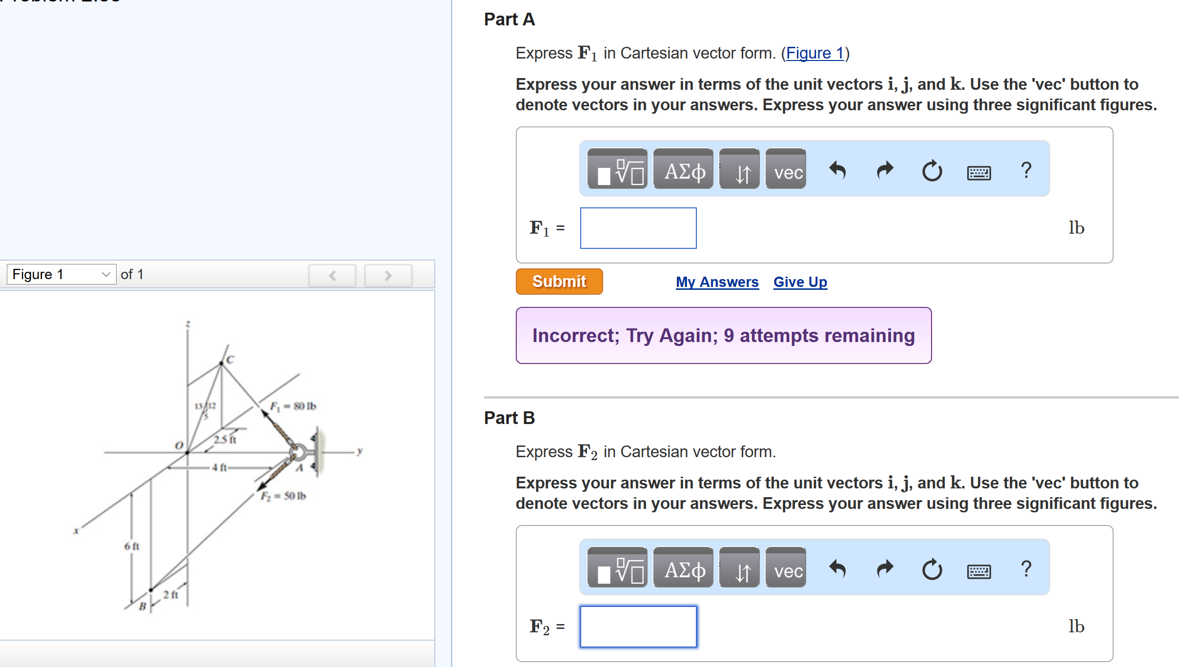 Solved Express F_1 in Cartesian vector form. Express your | Chegg.com