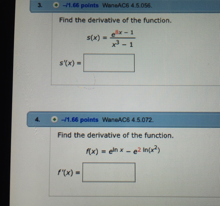 how to find the derivative of a function with e x