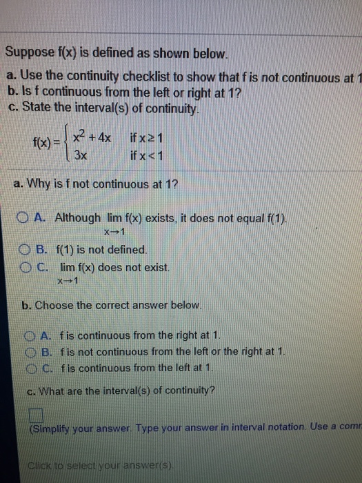 Solved Suppose F X Is Defined As Shown Below Use The