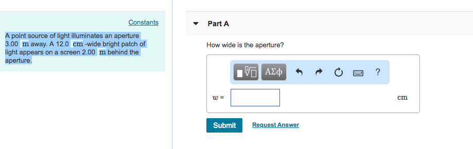 Solved Constants Part A A point source of light illuminates | Chegg.com