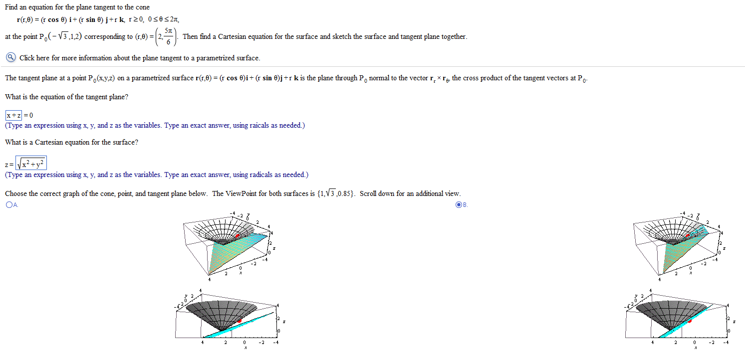 Solved Find an equation for the plane tangent to the cone.