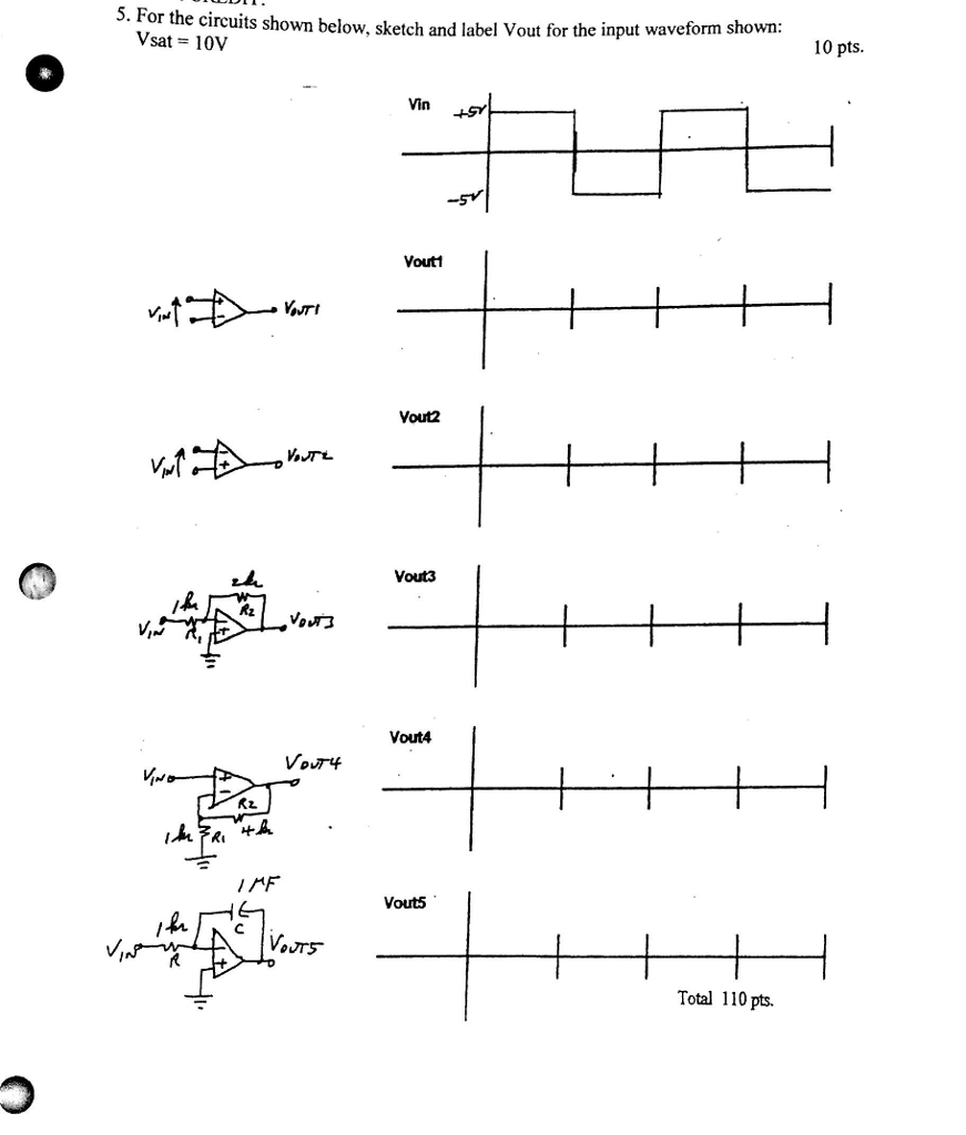 Solved For the circuits shown below, sketch and label Vout | Chegg.com