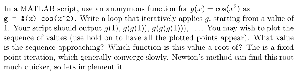 Solved In a MATLAB script, use an anonymous function for | Chegg.com