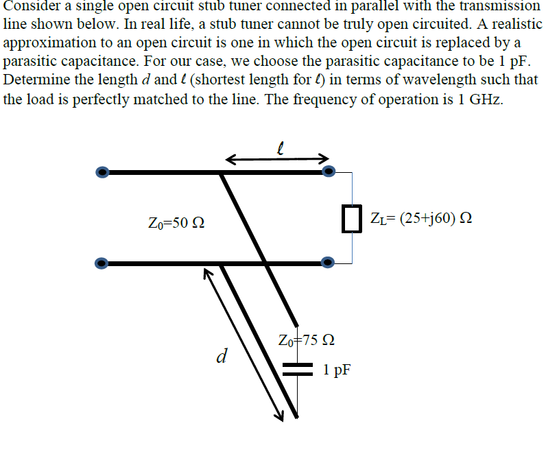 Solved Consider a single open circuit stub tuner connected