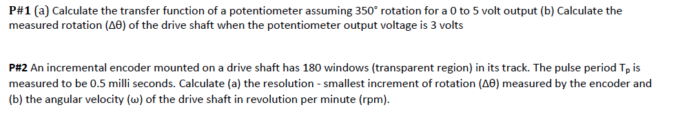 Solved Calculate the transfer function of a potentiometer | Chegg.com