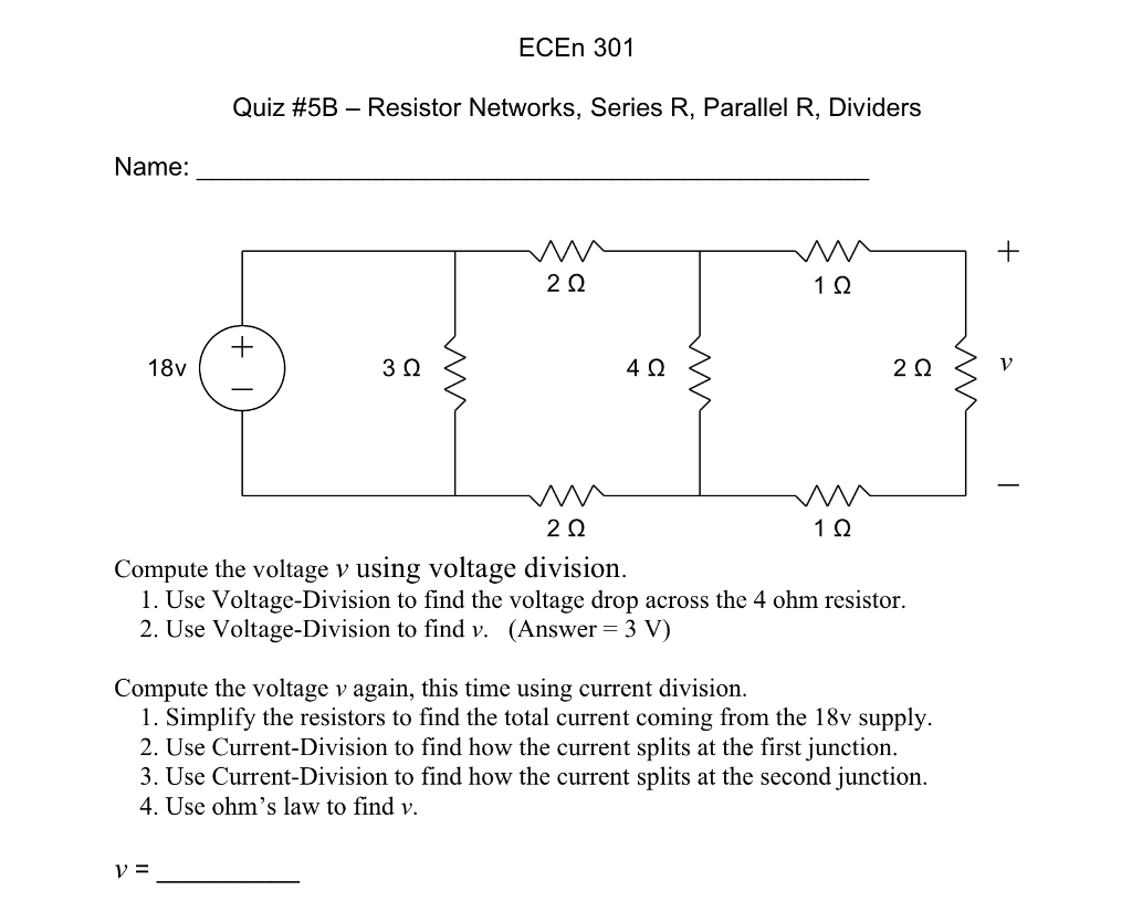 Solved ECEn 301 Quiz 5BResistor Networks, Series R,