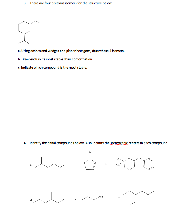 Solved 3. There are four cis-trans isomers for the structure | Chegg.com