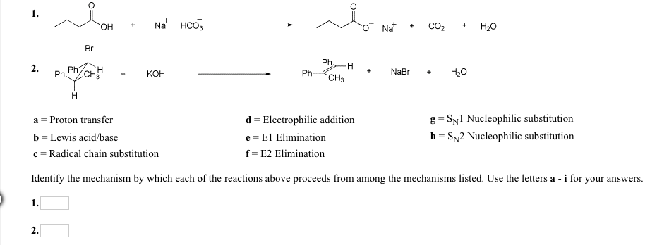 Solved OHa HCO O Nat CO2 Ho Br 2. Ph- CH3 +NaBr H2O a Proton | Chegg.com