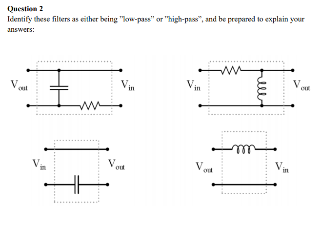 Solved Question 2 Identify These Filters As Either Being Chegg Solved Question 2 Identify These Filters As Either Being Chegg