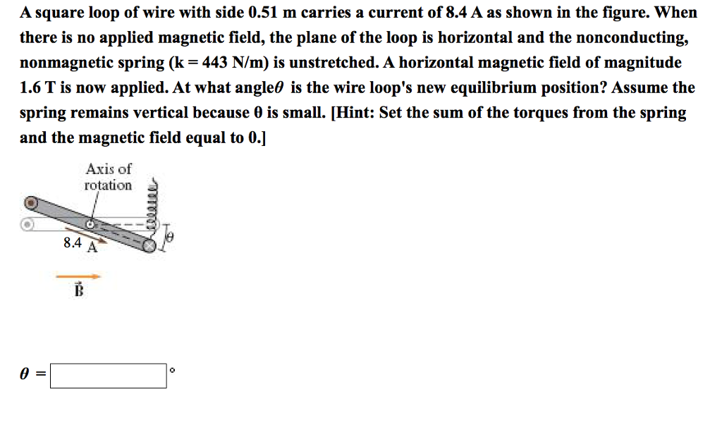 Solved A square loop of wire with side 0.51 m carries a | Chegg.com