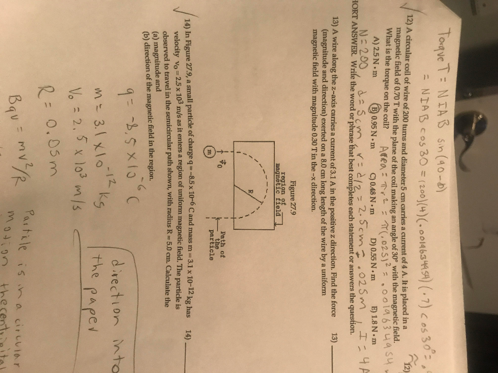 Solved A Circular Coil Of Wire Of 200 Turns And Diameter 5