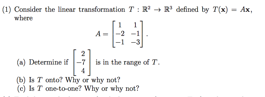 Solved Consider The Linear Transformation T R 2 Rightarrow