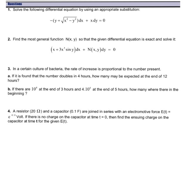 Solved 1. Solve the following differential equation by using | Chegg.com