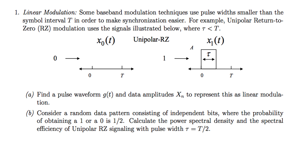 1. Linear Modulation: Some baseband modulation | Chegg.com