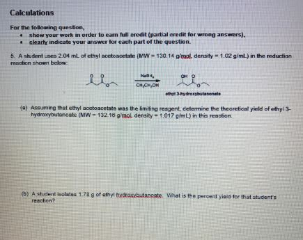 Solved Calculations For The Following Question, Show Your | Chegg.com