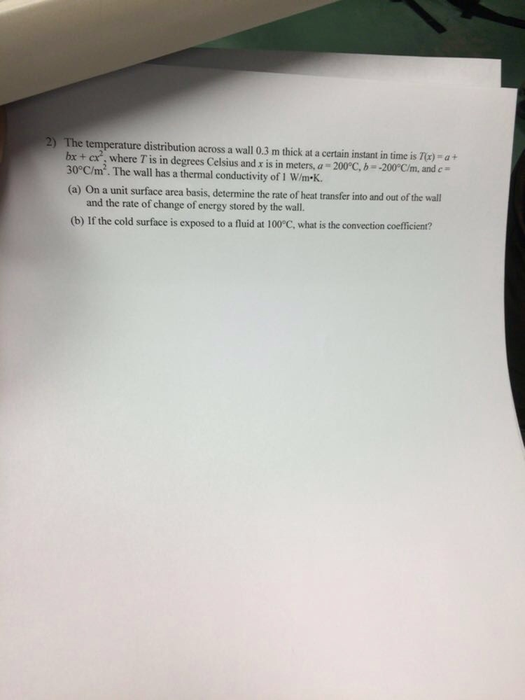 Solved The temperature distribution across a wall 0.3 m | Chegg.com