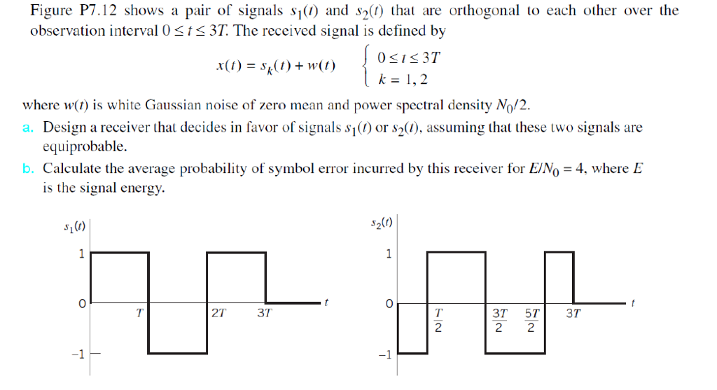 Figure P7.12 shows a pair of signals .s _1(t) and .s