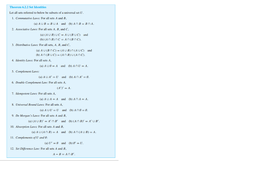 Solved Construct An Algebraic Proof That For All Sets A And | Chegg.com