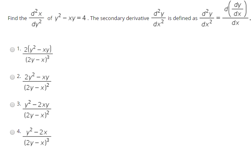 derivative of y 2 dx