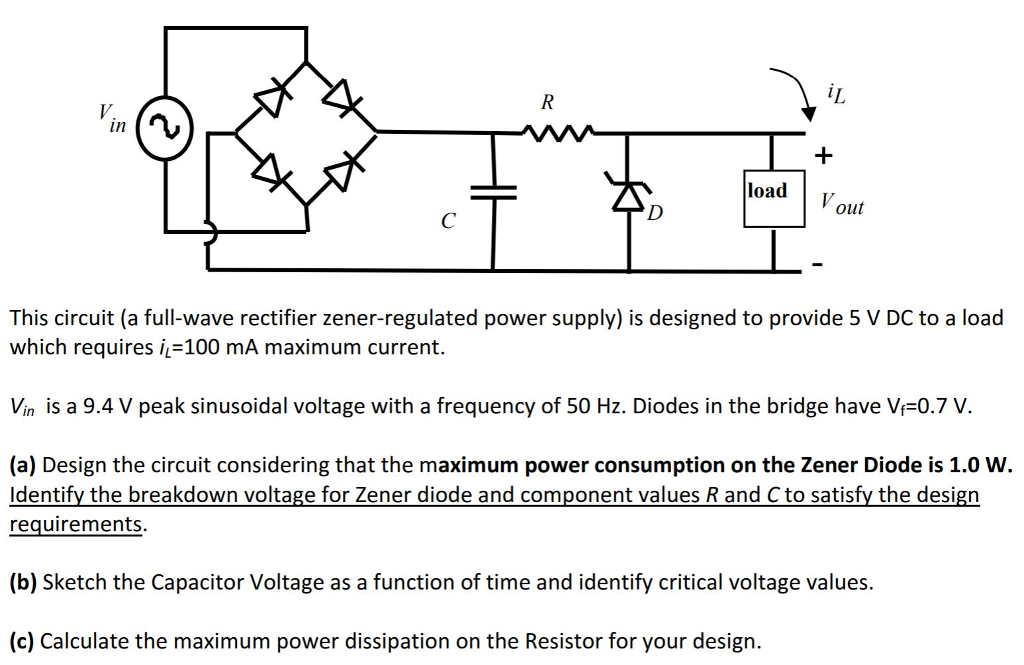 Regulated Dc Power Supply Circuit Using Zener Diode 60 Off