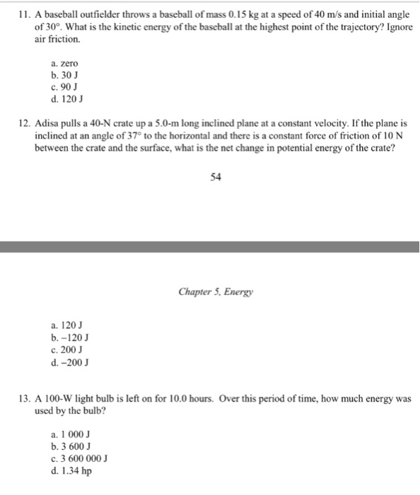 Solved 11. A baseball outfielder throws a baseball of mass