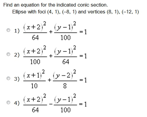 Solved Find An Equation For The Indicated Conic Section Chegg Com