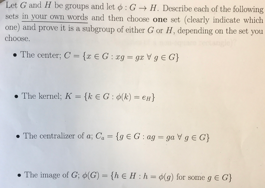 Solved Let G And H Be Groups And Let Phi: G Rightarrow H. | Chegg.com