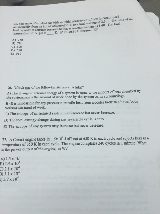 Solved One mole of an ideal gas with an initial pressure of | Chegg.com