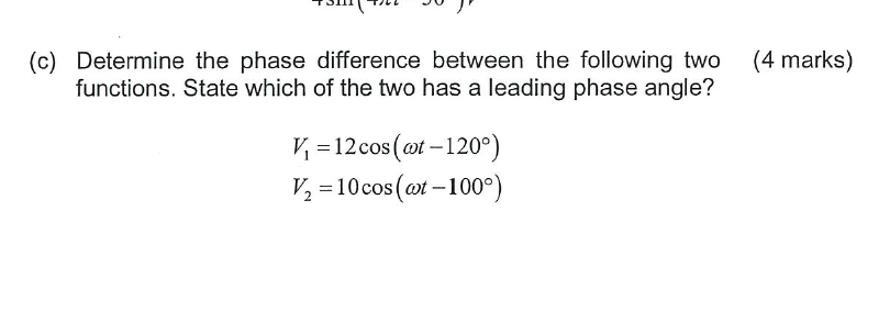 Solved (c) Determine The Phase Difference Between The | Chegg.com ...