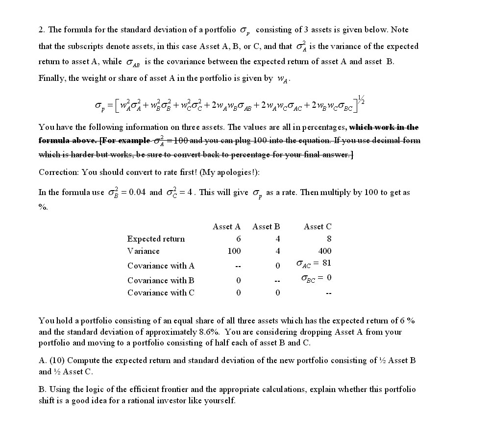 Solved 2. The formula for the standard deviation of a | Chegg.com