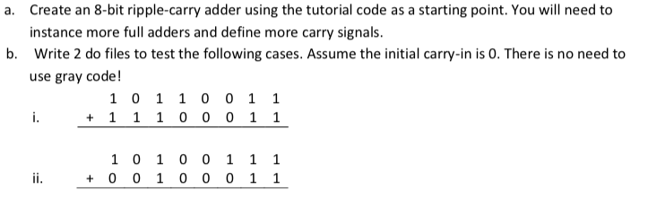 Solved a. Create an 8-bit ripple-carry adder using the | Chegg.com