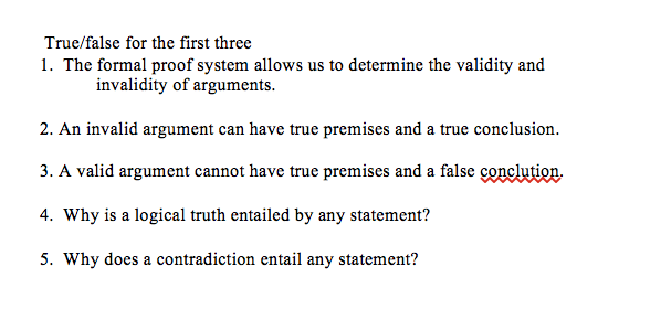 True/false for the first three 1. The formal proof | Chegg.com