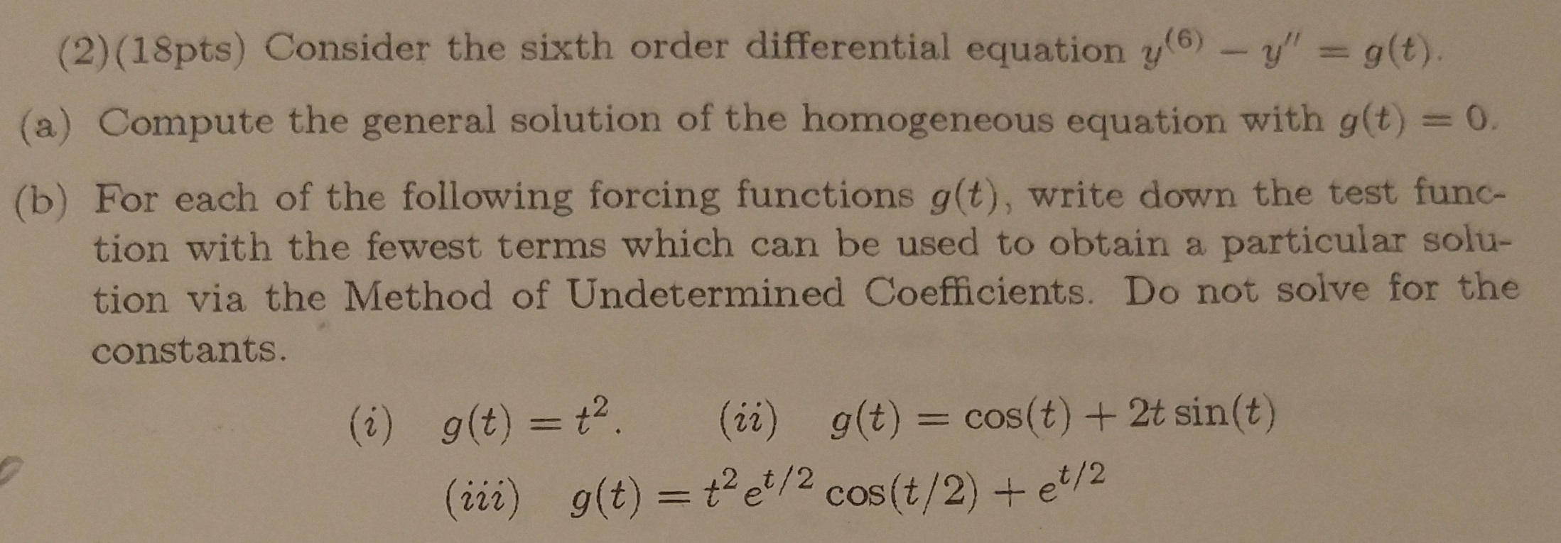 Consider the sixth order differential equation y^(6) | Chegg.com
