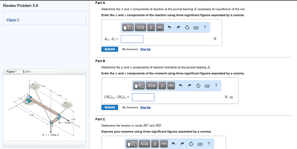 Solved Part A Determine the x and z components of | Chegg.com