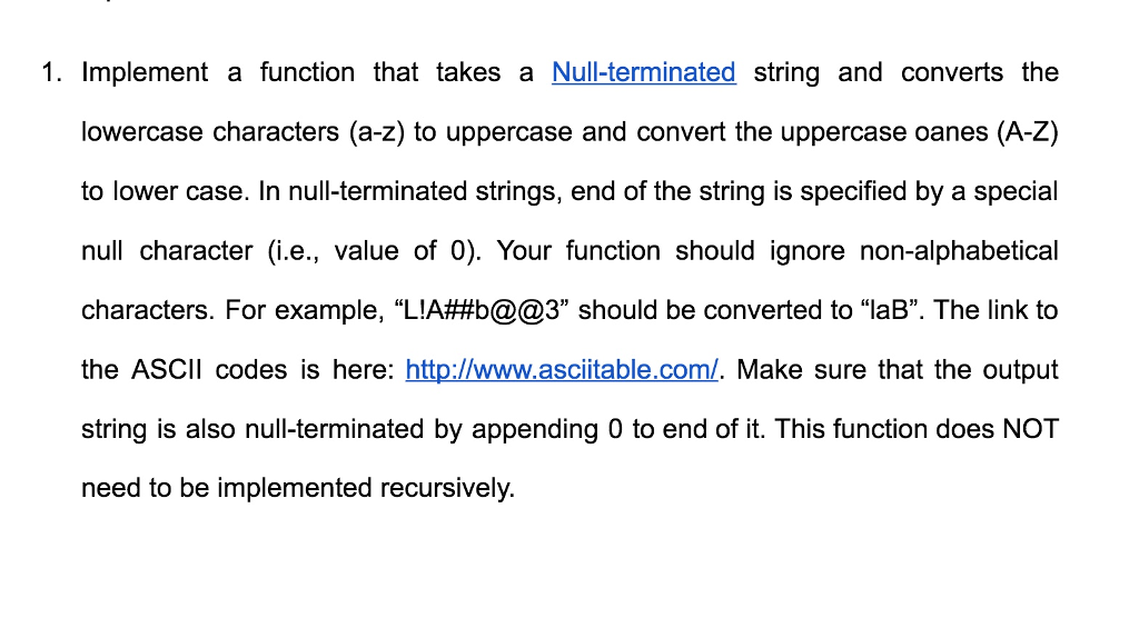 Solved 1. Implement a function that takes a Nullterminated