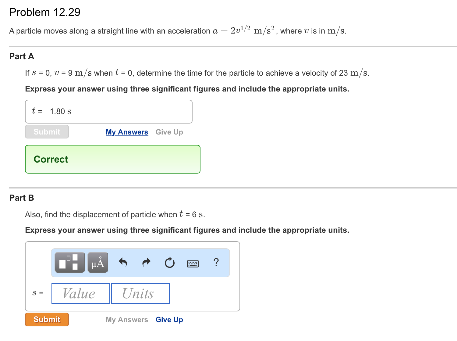 Solved Problem 1229 A Particle Moves Along A Straight Line 2931