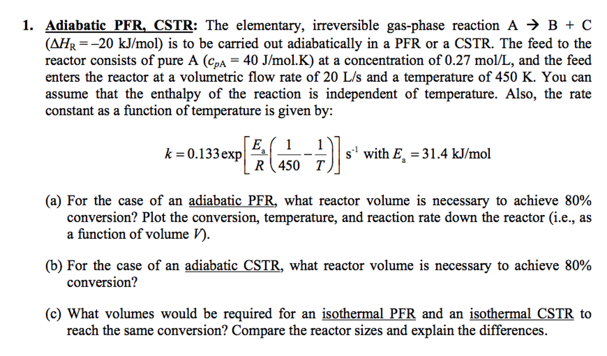 the-elementary-irreversible-gas-phase-reaction-a-chegg