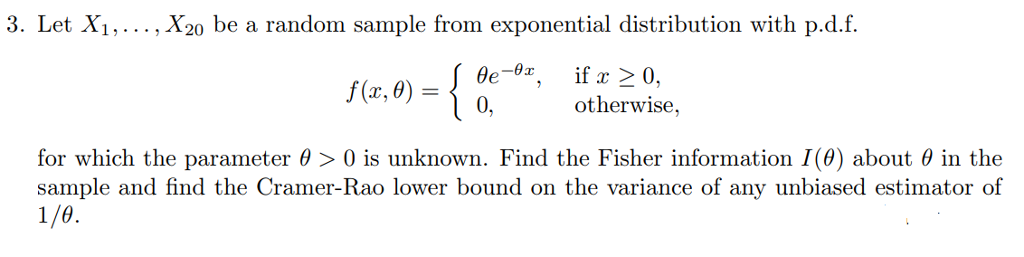 Solved 3. Let X,... , X2o be a random sample from | Chegg.com