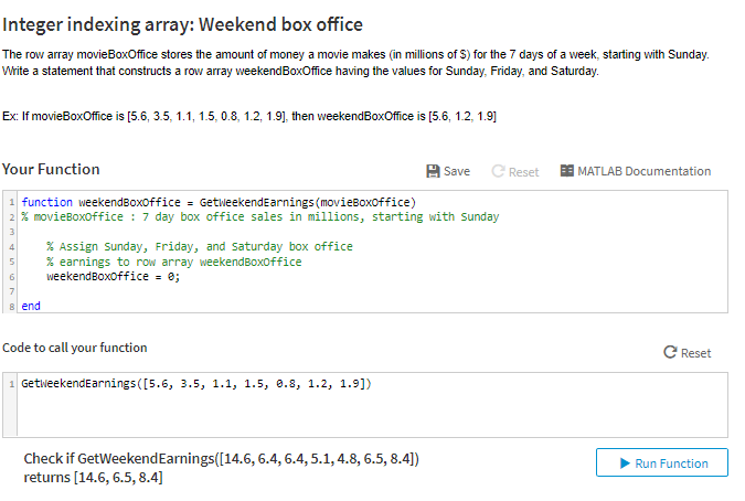 Solved Integer indexing array Weekend box office The row Chegg