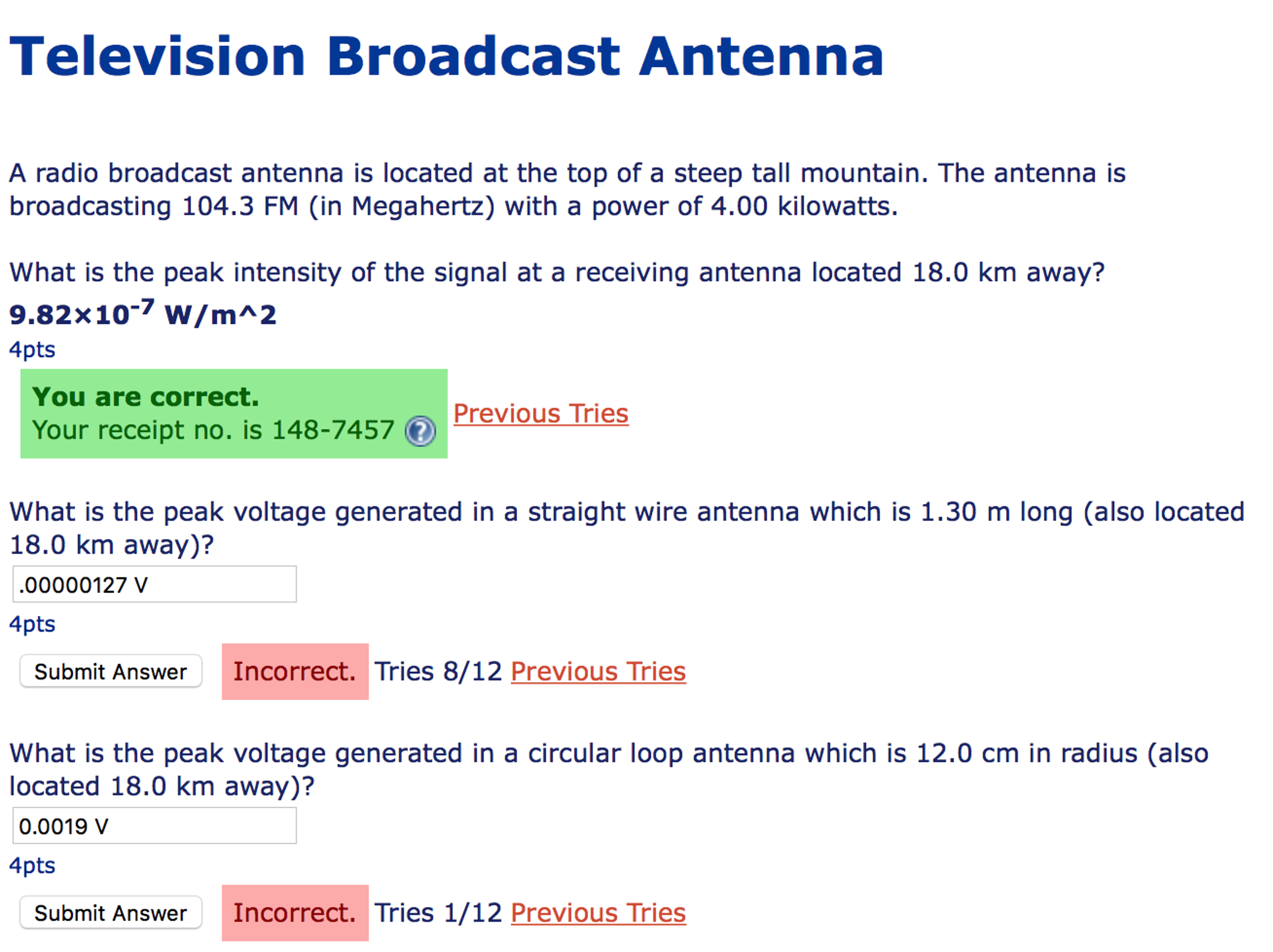 Solved A radio broadcast antenna is located at the top of a