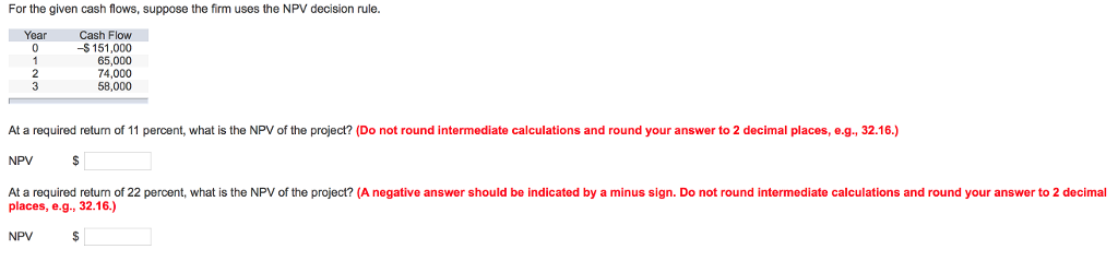 Solved For the given cash flows, suppose the firm uses the | Chegg.com
