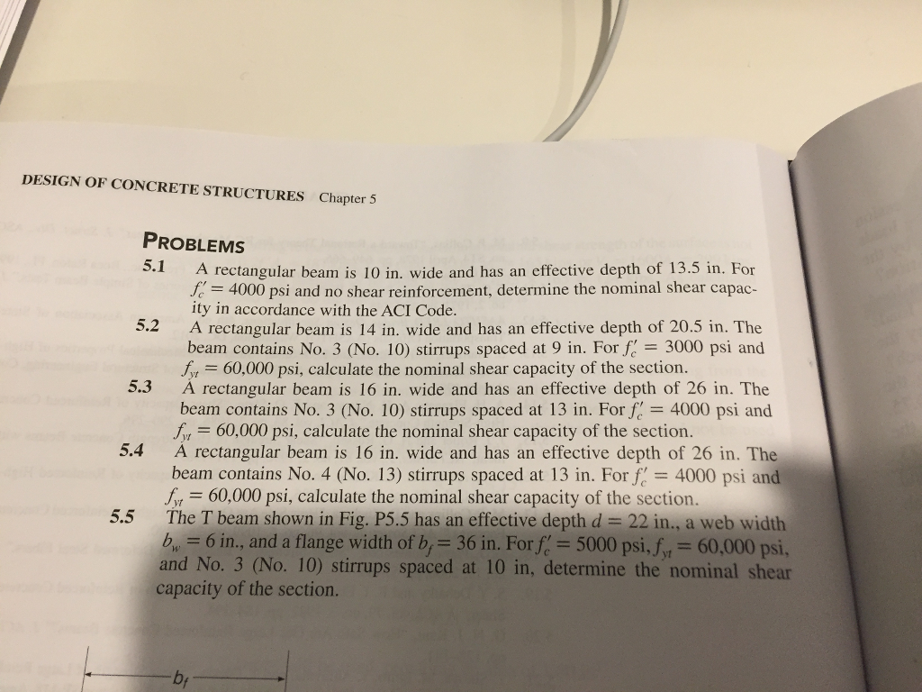 Solved DESIGN OF CONCRETE STRUCTURES Chapter 5 PROBLEMS 5.1 | Chegg.com
