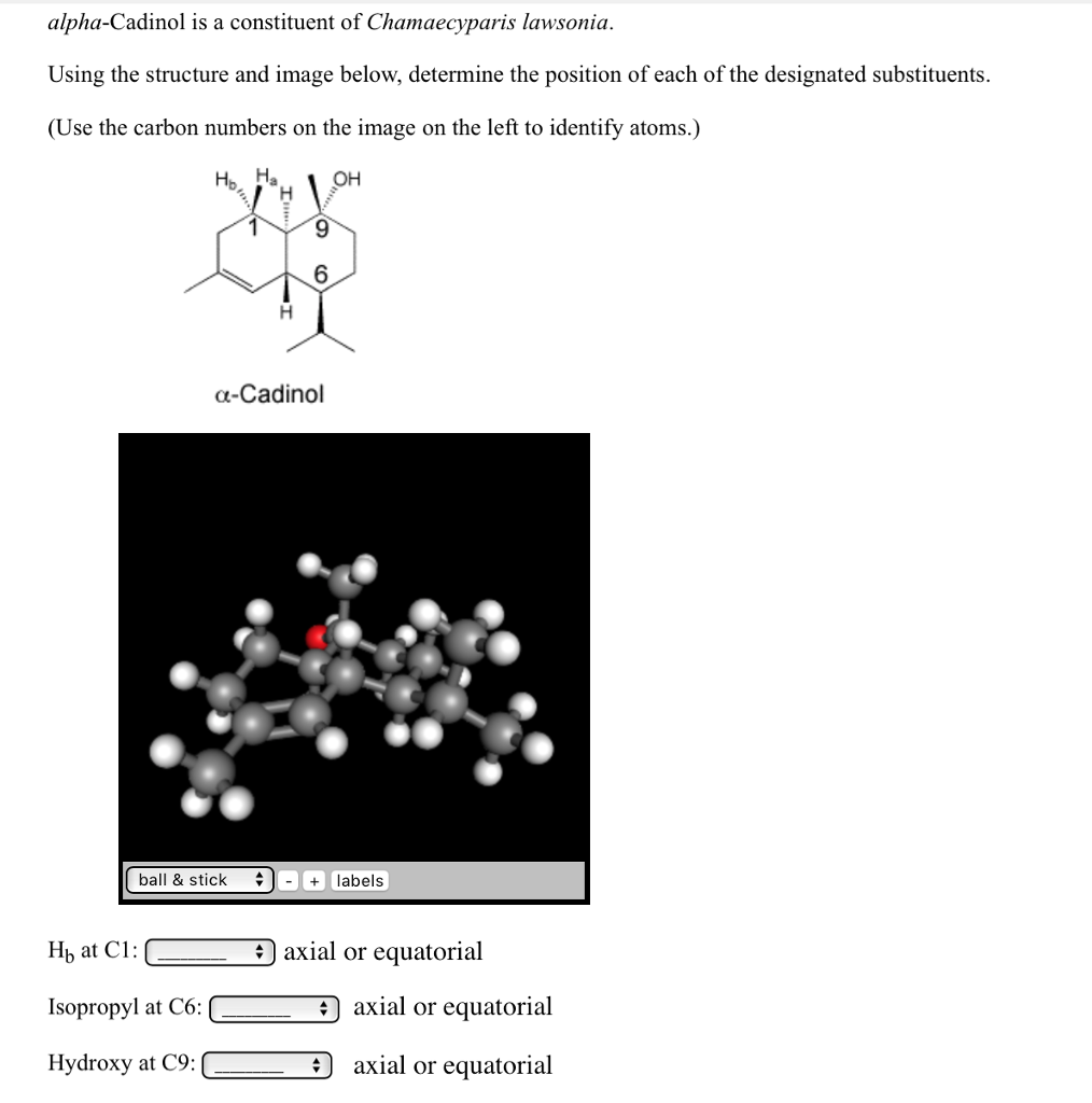Solved alpha-Cadinol is a constituent of Chamaecyparis | Chegg.com